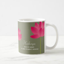 Red lotus blossoms custom name bridal coffee mug mugs