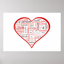 Red Love Heart Typography Print
