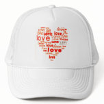 Red love word cloud hat