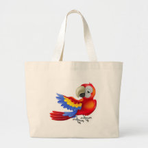 Red macaw parrot illustration tote bag