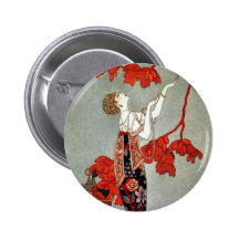 Red Madame Art Deco Design Pin
