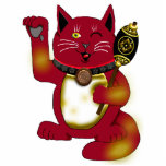 red maneki neko w/hammer photo sculptures