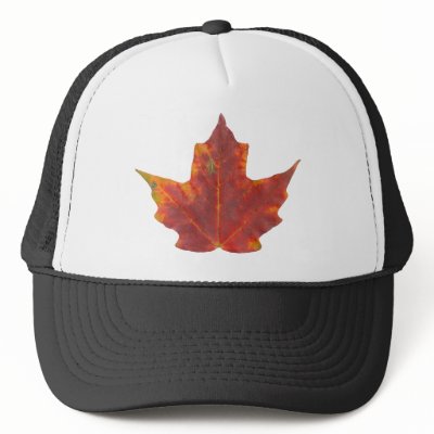 Red Maple Leaf Mesh Hats by boldhumor