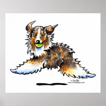 Red Merle Australian Shepherd Lets Play Print