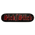 Red Metal on Black ~ Sick Stick Logo Pro Deck skateboards