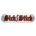 Red Metal on Clear ~ Sick Stick Logo Pro Deck skateboards