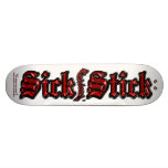 Red Metal on White ~ Sick Stick Logo Pro Deck skateboards