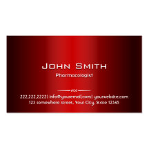 Red Metal Pharmacologist Business Card