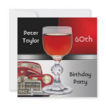 Red Metal Silver Red Car Mens 60th Birthday Man invitations