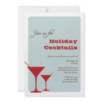 Red mint Christmas holiday cocktail martini retro Personalised Invite