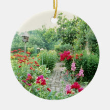 Red Mixed Cottage Garden - Peony, Pyrethrum, Alliu Ornament