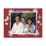 Red Modern Christmas Family  Photo Postcard