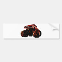 Red Monster Truck Bumper Sticker