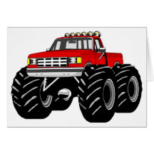 RED MONSTER TRUCK GREETING CARD