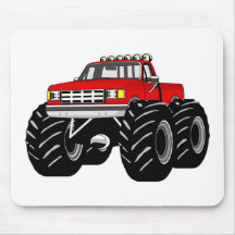 RED MONSTER TRUCK MOUSE MAT