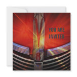 Red Muscle Car V8 Power and Chrome Personalized Invitation