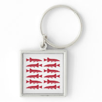 Red Muskie Fish School Keychain