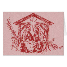 Red Nativity Christmas Card