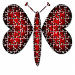Red Neon Puzzle Hearts Butterfly photo sculptures