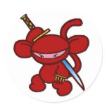 Red Ninja Claw-No Words Round Stickers