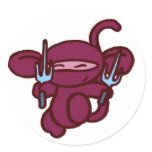 Red Ninja Sai-No Words Round Sticker