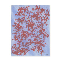 Red on Blue Post Card