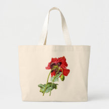 Red Opium Poppy by Pierre Joseph Redoute Bags