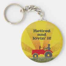 Red or Green Retirement Tractor Keychain