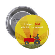 Red or Green Tractor Retirement Party Button
