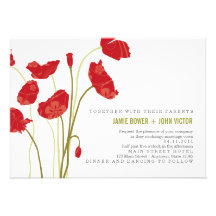 Red-Orange Poppies Wedding Invitation