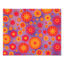Red Orange & Purple Hippy Flower Pattern Photo