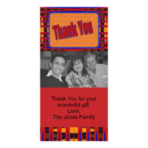 red orange thank you personalized photo card