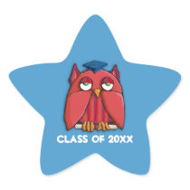 Red Owl Grad aqua Graduation Star Sticker