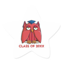 Red Owl Grad Graduation Star Sticker