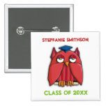 Red Owl Grad Square Graduation Button