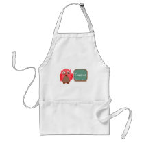 Red Owl Teacher At Chalkboard Apron