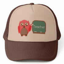 Red Owl Teacher At Chalkboard Mesh Hat