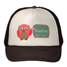 Red Owl Teacher At Chalkboard Mesh Hat