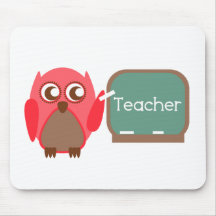Red Owl Teacher At Chalkboard Mouse Pad