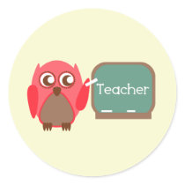 Red Owl Teacher At Chalkboard Sticker