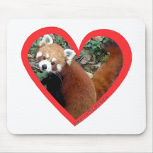 Red Panda Heart Mouse Pad