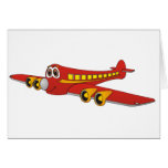 Red Passenger Jet O Cartoon Card