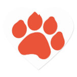 Red Paw Print Heart Sticker