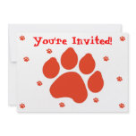 Red Paw Print Invitation