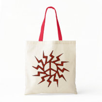 Red Peace Sign Star Canvas Bags