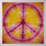 Red Peace Sign Tie Dye posters