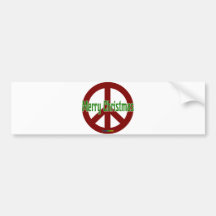 Red Peace sign with Merry Christmas Bumper Sticker