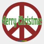 Red Peace sign with Merry Christmas Stickers