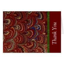 Red Peacock Feather Thank You Card