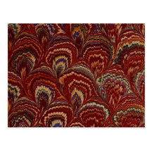 Red Peacock Feathers RSVP Postcard